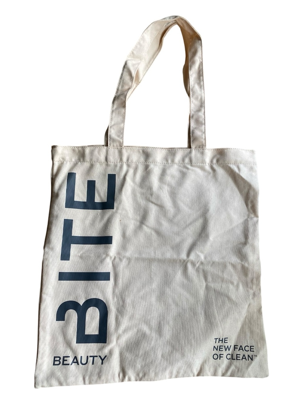 Bite Beauty Canvas Tote Bag - Cream with Navy Print